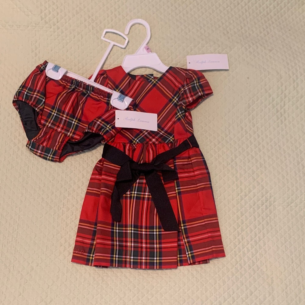 Ralph Lauren Red Tartan Baby Dress with Bloomers